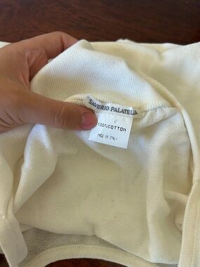 Saverio Palatella 100% Cotton Ivory Polo Collar Sweater Made in Italy 44